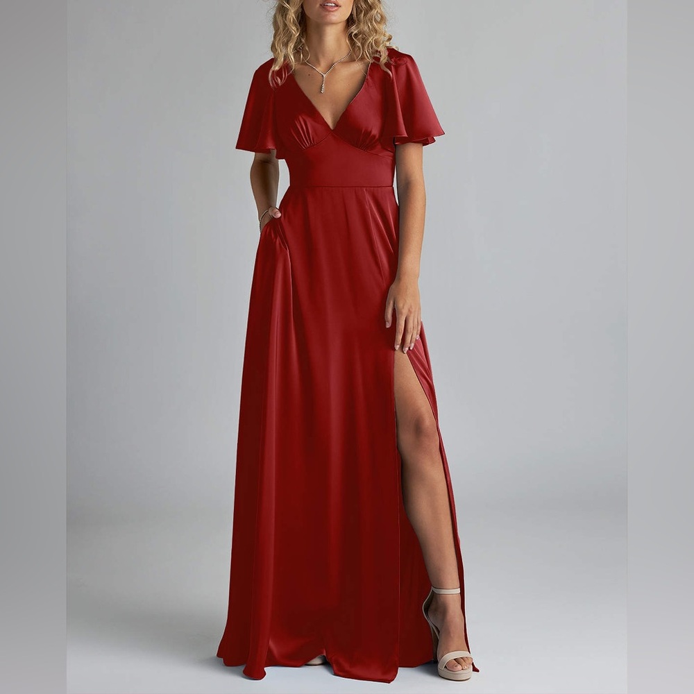 Azazie Red Maxi Dress with Slit